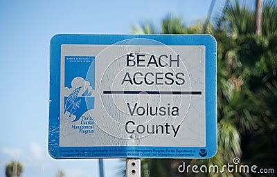 Beach Access Volusia County, Daytona Beach, Florida Editorial Stock Photo